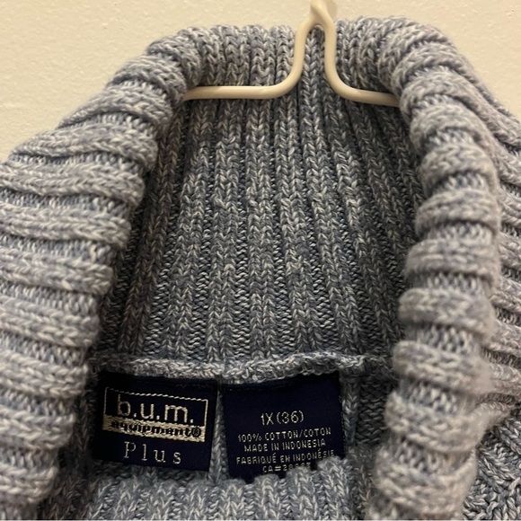 B.U.M. Equipment Plus 1X Gray Ribbed Turtleneck Sweater | Cozy Minimalist Core - Picture 2 of 8